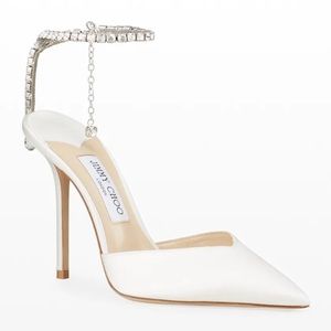 Jimmy Choo Saeda 100 Ivory Pumps with crystal charm Bridal (wedding)